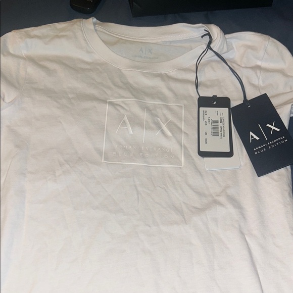 A/X Armani Exchange Tops - A/X Armani Exchange Blue Edition White Tee. With bag